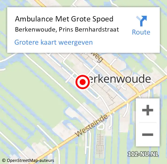 Locatie op kaart van de 112 melding: Ambulance Met Grote Spoed Naar Berkenwoude, Prins Bernhardstraat op 7 januari 2018 17:53