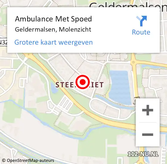 Locatie op kaart van de 112 melding: Ambulance Met Spoed Naar Geldermalsen, Molenzicht op 7 januari 2018 18:13