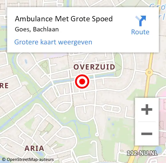 Locatie op kaart van de 112 melding: Ambulance Met Grote Spoed Naar Goes, Bachlaan op 7 januari 2018 18:15