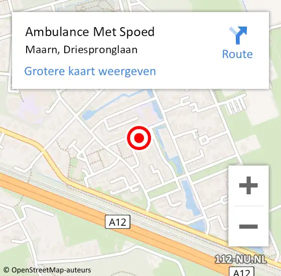 Locatie op kaart van de 112 melding: Ambulance Met Spoed Naar Maarn, Driespronglaan op 7 januari 2018 18:17