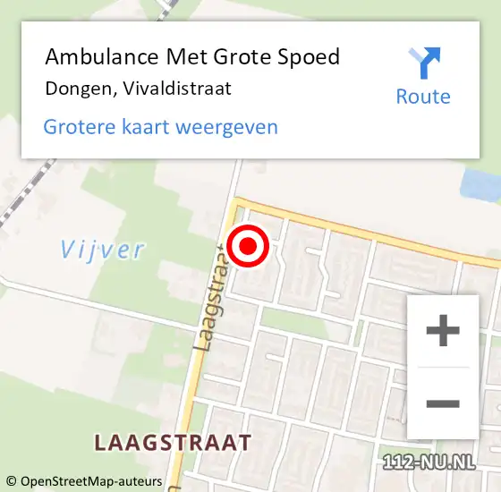 Locatie op kaart van de 112 melding: Ambulance Met Grote Spoed Naar Dongen, Vivaldistraat op 7 januari 2018 18:32