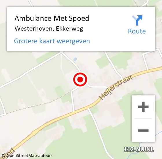 Locatie op kaart van de 112 melding: Ambulance Met Spoed Naar Westerhoven, Ekkerweg op 7 januari 2018 18:48