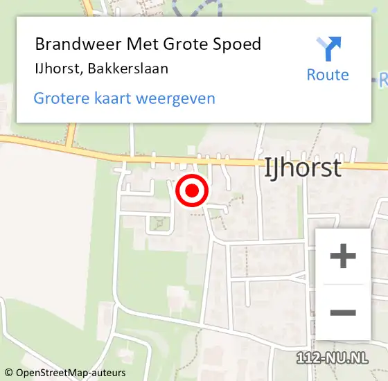 Locatie op kaart van de 112 melding: Brandweer Met Grote Spoed Naar IJhorst, Bakkerslaan op 7 januari 2018 18:55