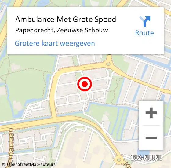 Locatie op kaart van de 112 melding: Ambulance Met Grote Spoed Naar Papendrecht, Zeeuwse Schouw op 7 januari 2018 19:31
