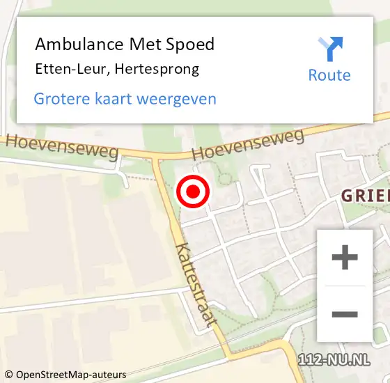 Locatie op kaart van de 112 melding: Ambulance Met Spoed Naar Etten-Leur, Hertesprong op 7 januari 2018 19:33