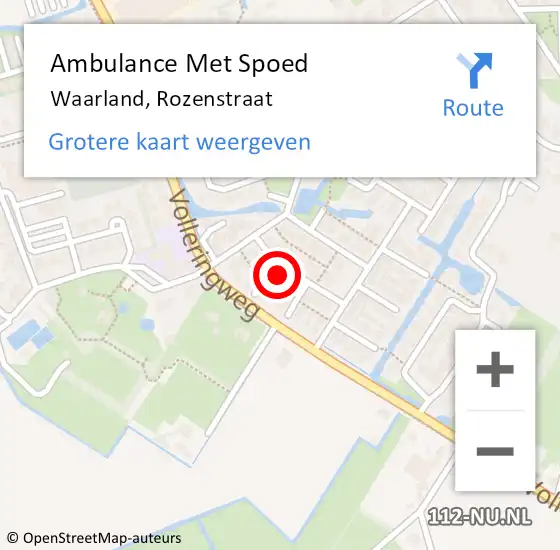 Locatie op kaart van de 112 melding: Ambulance Met Spoed Naar Waarland, Rozenstraat op 7 januari 2018 19:36