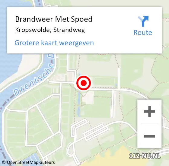 Locatie op kaart van de 112 melding: Brandweer Met Spoed Naar Kropswolde, Strandweg op 7 januari 2018 19:51