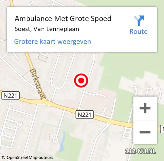 Locatie op kaart van de 112 melding: Ambulance Met Grote Spoed Naar Soest, Van Lenneplaan op 7 januari 2018 22:26