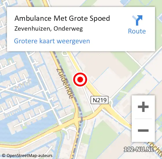 Locatie op kaart van de 112 melding: Ambulance Met Grote Spoed Naar Zevenhuizen, Onderweg op 7 januari 2018 22:54