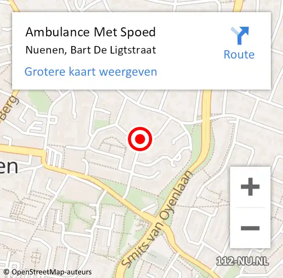 Locatie op kaart van de 112 melding: Ambulance Met Spoed Naar Nuenen, Bart De Ligtstraat op 7 januari 2018 23:17
