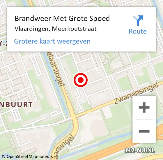 Locatie op kaart van de 112 melding: Brandweer Met Grote Spoed Naar Vlaardingen, Meerkoetstraat op 7 januari 2018 23:41