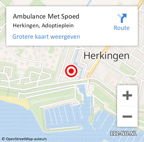 Locatie op kaart van de 112 melding: Ambulance Met Spoed Naar Herkingen, Adoptieplein op 8 januari 2018 00:47