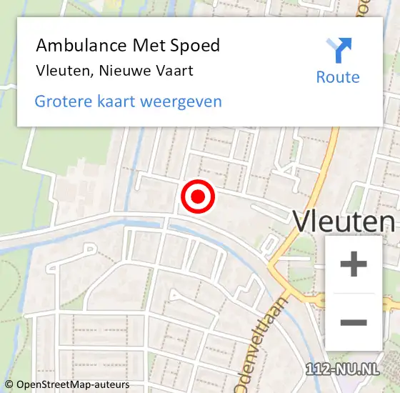 Locatie op kaart van de 112 melding: Ambulance Met Spoed Naar Vleuten, Nieuwe Vaart op 8 januari 2018 01:27