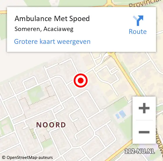 Locatie op kaart van de 112 melding: Ambulance Met Spoed Naar Someren, Acaciaweg op 8 januari 2018 04:06