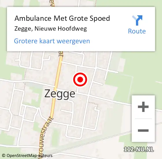 Locatie op kaart van de 112 melding: Ambulance Met Grote Spoed Naar Zegge, Nieuwe Hoofdweg op 8 januari 2018 05:03