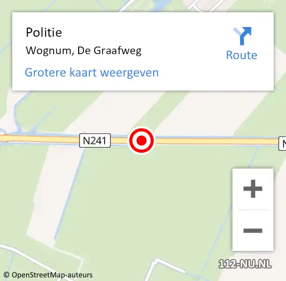 Locatie op kaart van de 112 melding: Politie Wognum, De Graafweg op 8 januari 2018 06:46