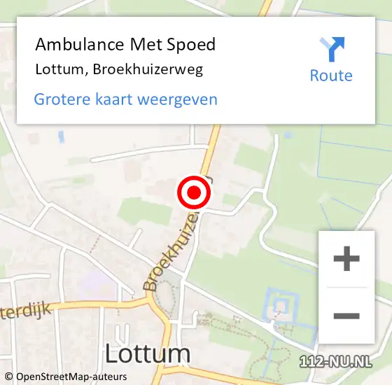 Locatie op kaart van de 112 melding: Ambulance Met Spoed Naar Lottum, Broekhuizerweg op 8 januari 2018 07:00