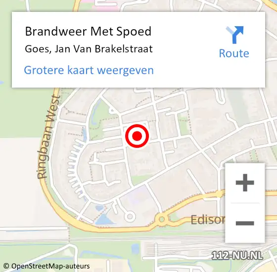 Locatie op kaart van de 112 melding: Brandweer Met Spoed Naar Goes, Jan Van Brakelstraat op 12 februari 2014 13:46