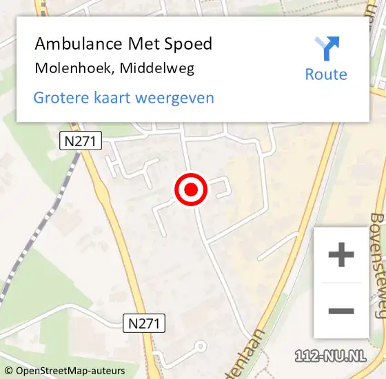 Locatie op kaart van de 112 melding: Ambulance Met Spoed Naar Molenhoek, Middelweg op 8 januari 2018 08:16