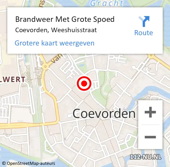 Locatie op kaart van de 112 melding: Brandweer Met Grote Spoed Naar Coevorden, Weeshuisstraat op 8 januari 2018 08:16