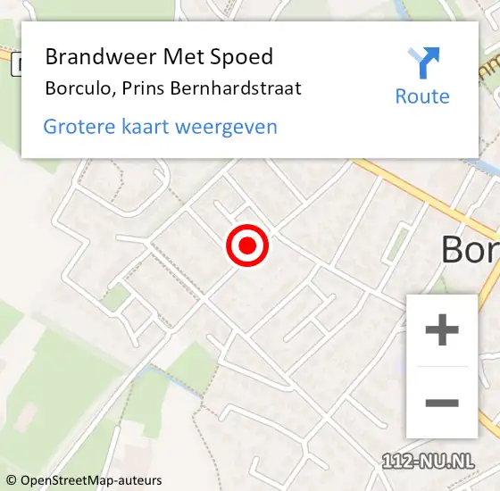 Locatie op kaart van de 112 melding: Brandweer Met Spoed Naar Borculo, Prins Bernhardstraat op 8 januari 2018 08:19