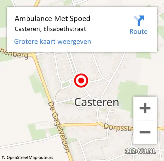 Locatie op kaart van de 112 melding: Ambulance Met Spoed Naar Casteren, Elisabethstraat op 8 januari 2018 09:38