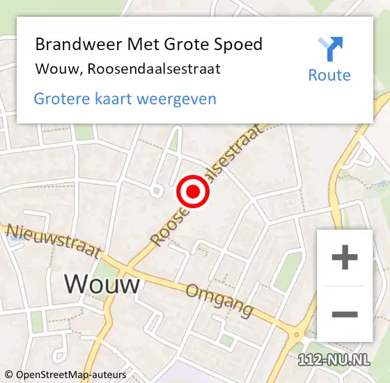 Locatie op kaart van de 112 melding: Brandweer Met Grote Spoed Naar Wouw, Roosendaalsestraat op 8 januari 2018 10:36