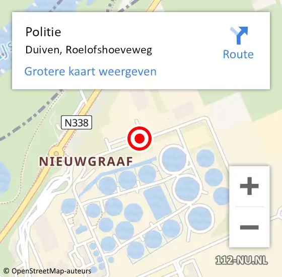 Locatie op kaart van de 112 melding: Politie Duiven, Roelofshoeveweg op 8 januari 2018 10:51