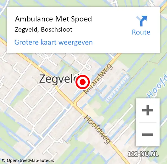 Locatie op kaart van de 112 melding: Ambulance Met Spoed Naar Zegveld, Boschsloot op 8 januari 2018 11:57