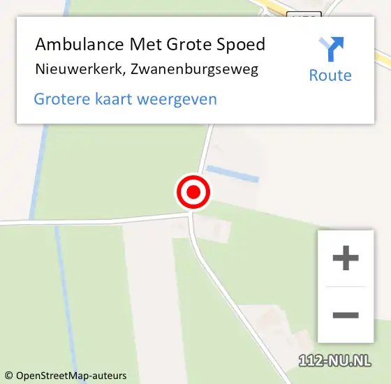 Locatie op kaart van de 112 melding: Ambulance Met Grote Spoed Naar Nieuwerkerk, Zwanenburgseweg op 8 januari 2018 12:07