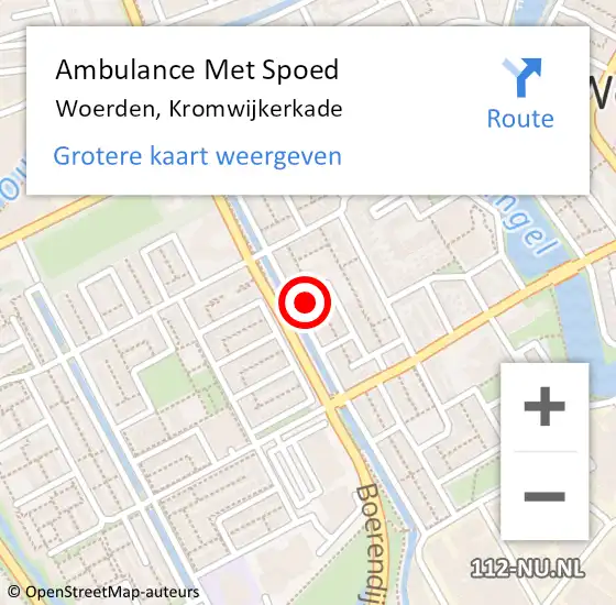 Locatie op kaart van de 112 melding: Ambulance Met Spoed Naar Woerden, Kromwijkerkade op 8 januari 2018 12:21