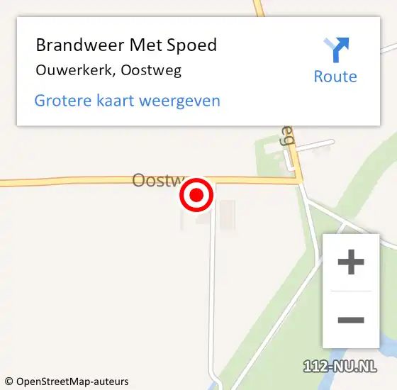 Locatie op kaart van de 112 melding: Brandweer Met Spoed Naar Ouwerkerk, Oostweg op 12 februari 2014 14:06