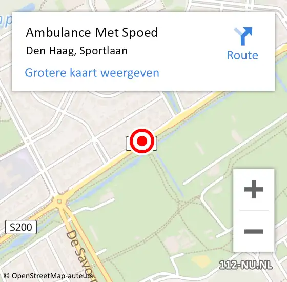 Locatie op kaart van de 112 melding: Ambulance Met Spoed Naar Den Haag, Sportlaan op 8 januari 2018 12:32