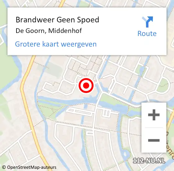 Locatie op kaart van de 112 melding: Brandweer Geen Spoed Naar De Goorn, Middenhof op 8 januari 2018 13:14