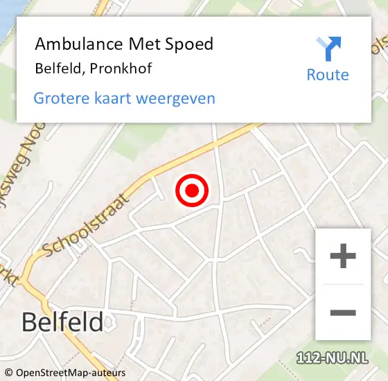 Locatie op kaart van de 112 melding: Ambulance Met Spoed Naar Belfeld, Pronkhof op 8 januari 2018 13:31