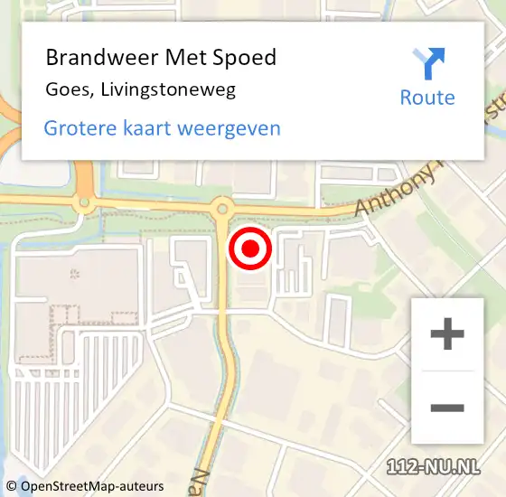 Locatie op kaart van de 112 melding: Brandweer Met Spoed Naar Goes, Livingstoneweg op 8 januari 2018 13:43