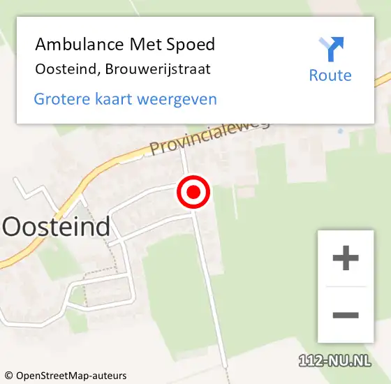 Locatie op kaart van de 112 melding: Ambulance Met Spoed Naar Oosteind, Brouwerijstraat op 8 januari 2018 14:01