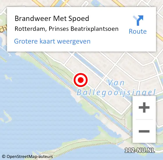 Locatie op kaart van de 112 melding: Brandweer Met Spoed Naar Rotterdam, Prinses Beatrixplantsoen op 8 januari 2018 14:03