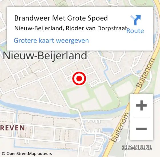 Locatie op kaart van de 112 melding: Brandweer Met Grote Spoed Naar Nieuw-Beijerland, Ridder van Dorpstraat op 8 januari 2018 14:15