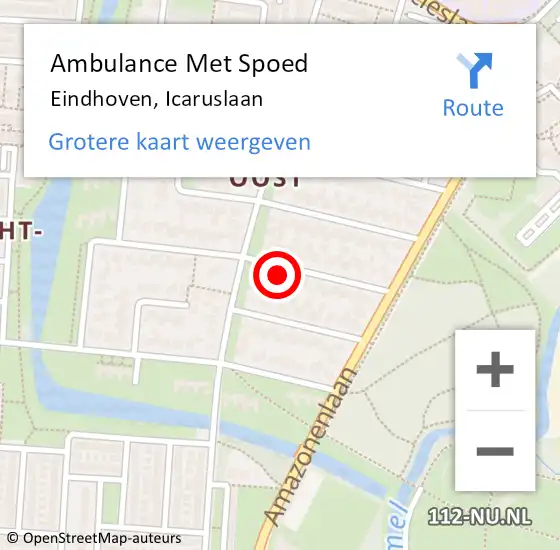 Locatie op kaart van de 112 melding: Ambulance Met Spoed Naar Eindhoven, Icaruslaan op 8 januari 2018 14:47