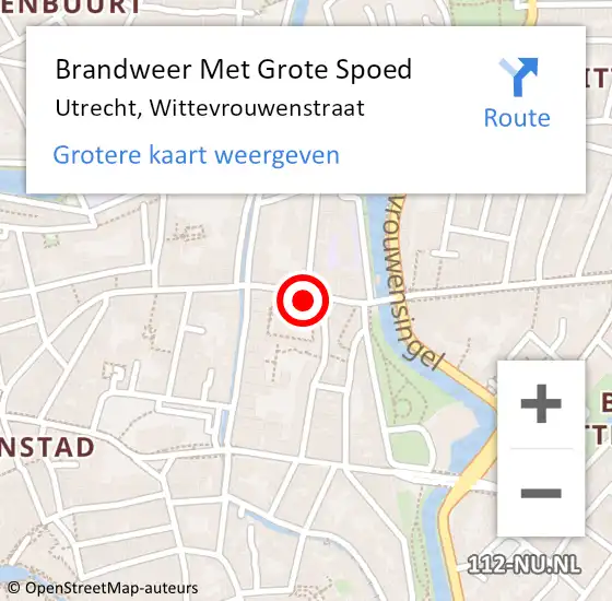 Locatie op kaart van de 112 melding: Brandweer Met Grote Spoed Naar Utrecht, Wittevrouwenstraat op 8 januari 2018 15:03