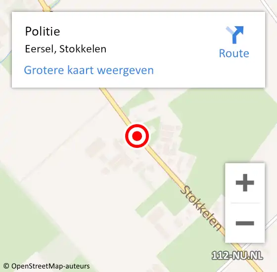 Locatie op kaart van de 112 melding: Politie Eersel, Stokkelen op 8 januari 2018 15:15