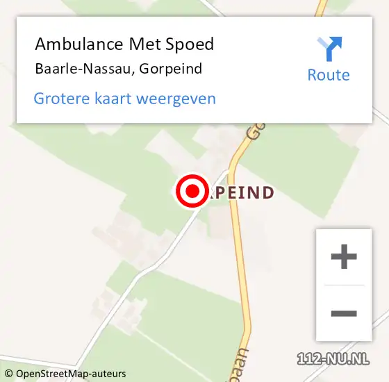 Locatie op kaart van de 112 melding: Ambulance Met Spoed Naar Baarle-Nassau, Gorpeind op 8 januari 2018 15:54