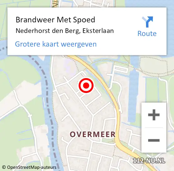 Locatie op kaart van de 112 melding: Brandweer Met Spoed Naar Nederhorst den Berg, Eksterlaan op 8 januari 2018 16:12