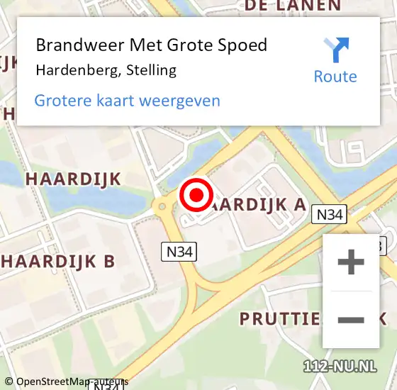 Locatie op kaart van de 112 melding: Brandweer Met Grote Spoed Naar Hardenberg, Stelling op 8 januari 2018 16:40