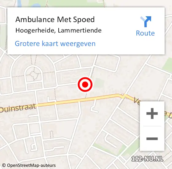 Locatie op kaart van de 112 melding: Ambulance Met Spoed Naar Hoogerheide, Lammertiende op 8 januari 2018 17:14