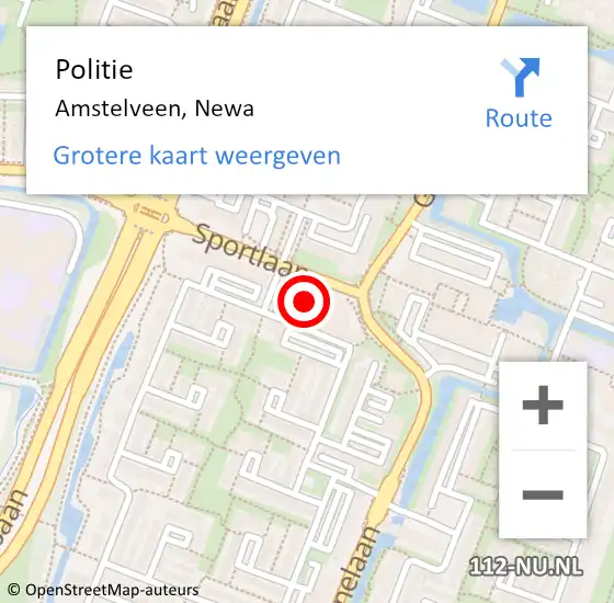 Locatie op kaart van de 112 melding: Politie Amstelveen, Newa op 8 januari 2018 17:43