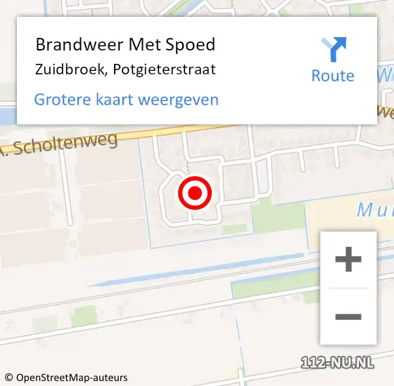 Locatie op kaart van de 112 melding: Brandweer Met Spoed Naar Zuidbroek, Potgieterstraat op 8 januari 2018 18:02