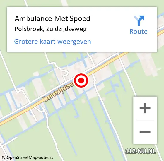 Locatie op kaart van de 112 melding: Ambulance Met Spoed Naar Polsbroek, Zuidzijdseweg op 8 januari 2018 18:43