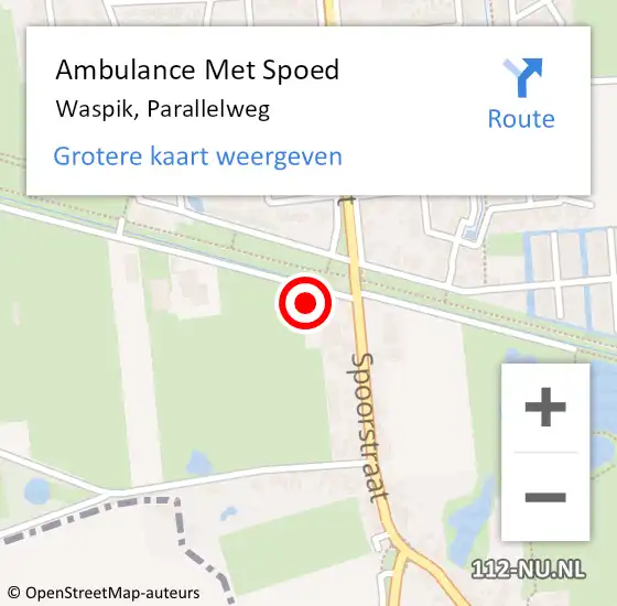 Locatie op kaart van de 112 melding: Ambulance Met Spoed Naar Waspik, Parallelweg op 8 januari 2018 18:51